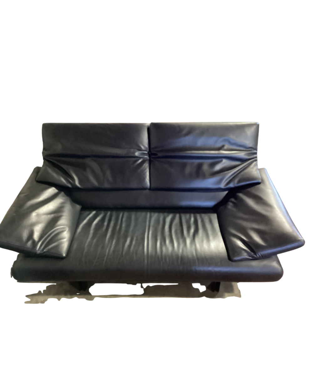 Vintage black leather sofa set