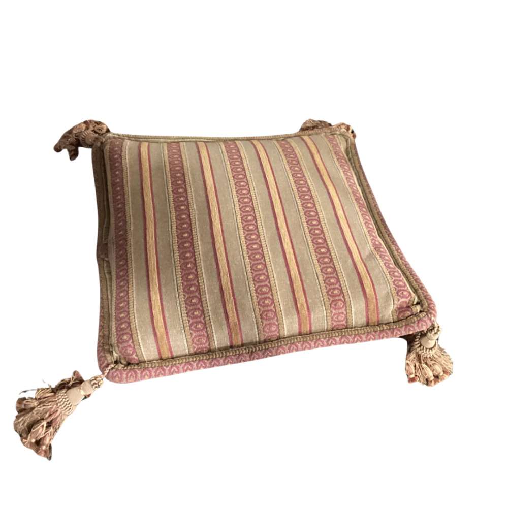 Vintage decorative cushion—original and rare—in Mid-Century style, with pompoms.