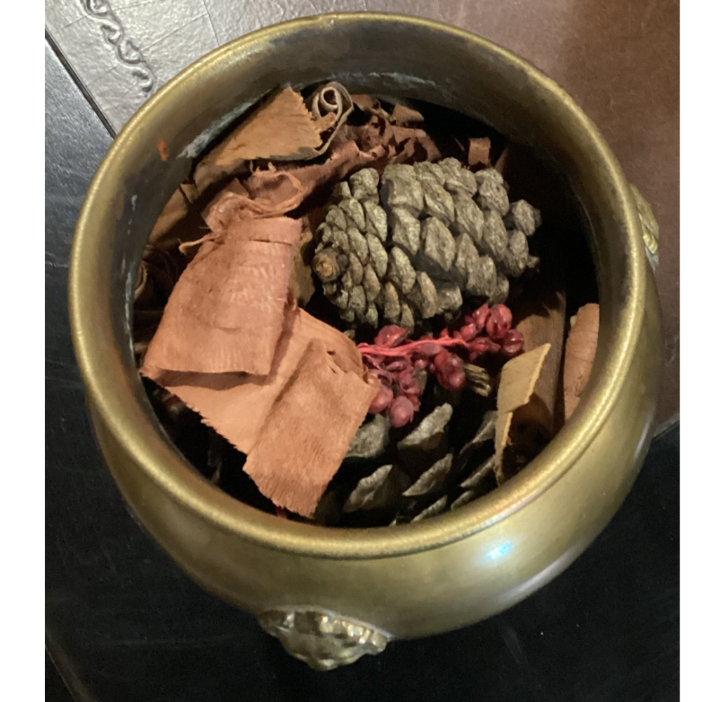 Antique brass bowl with stand