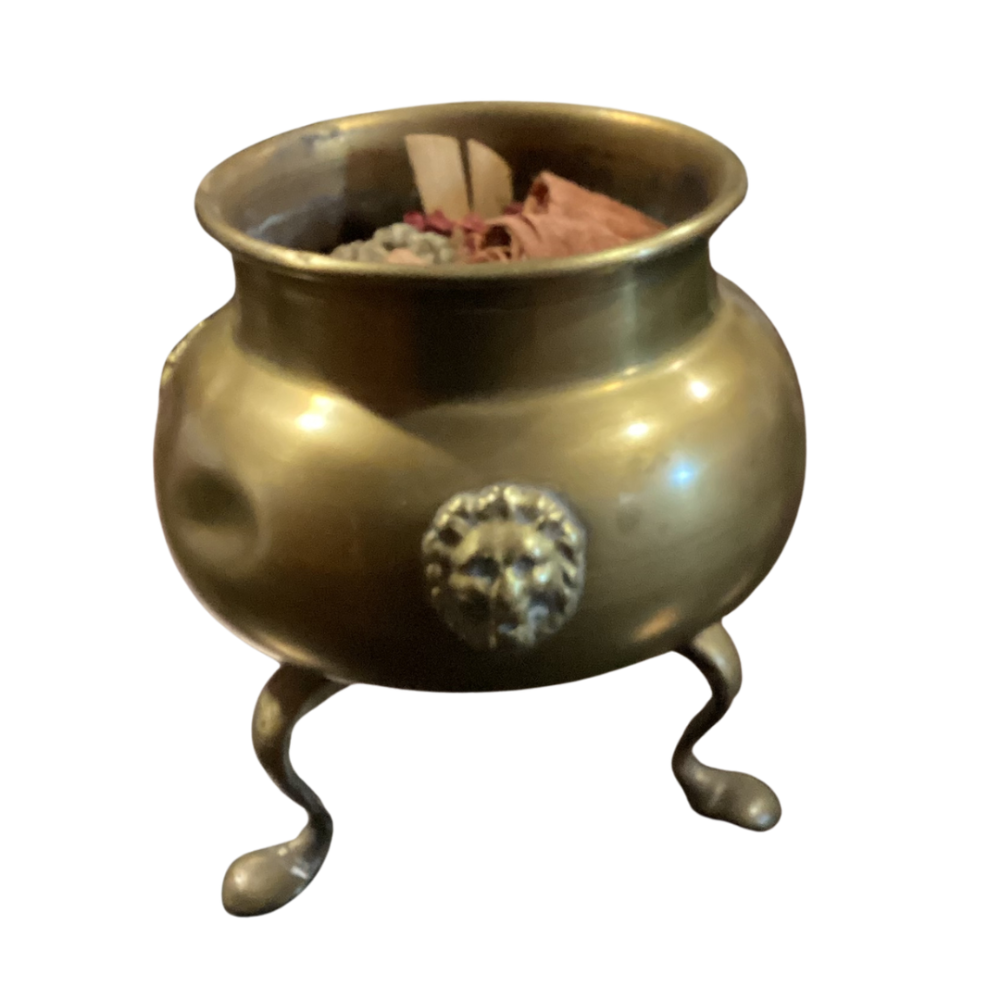 Antique brass bowl with stand