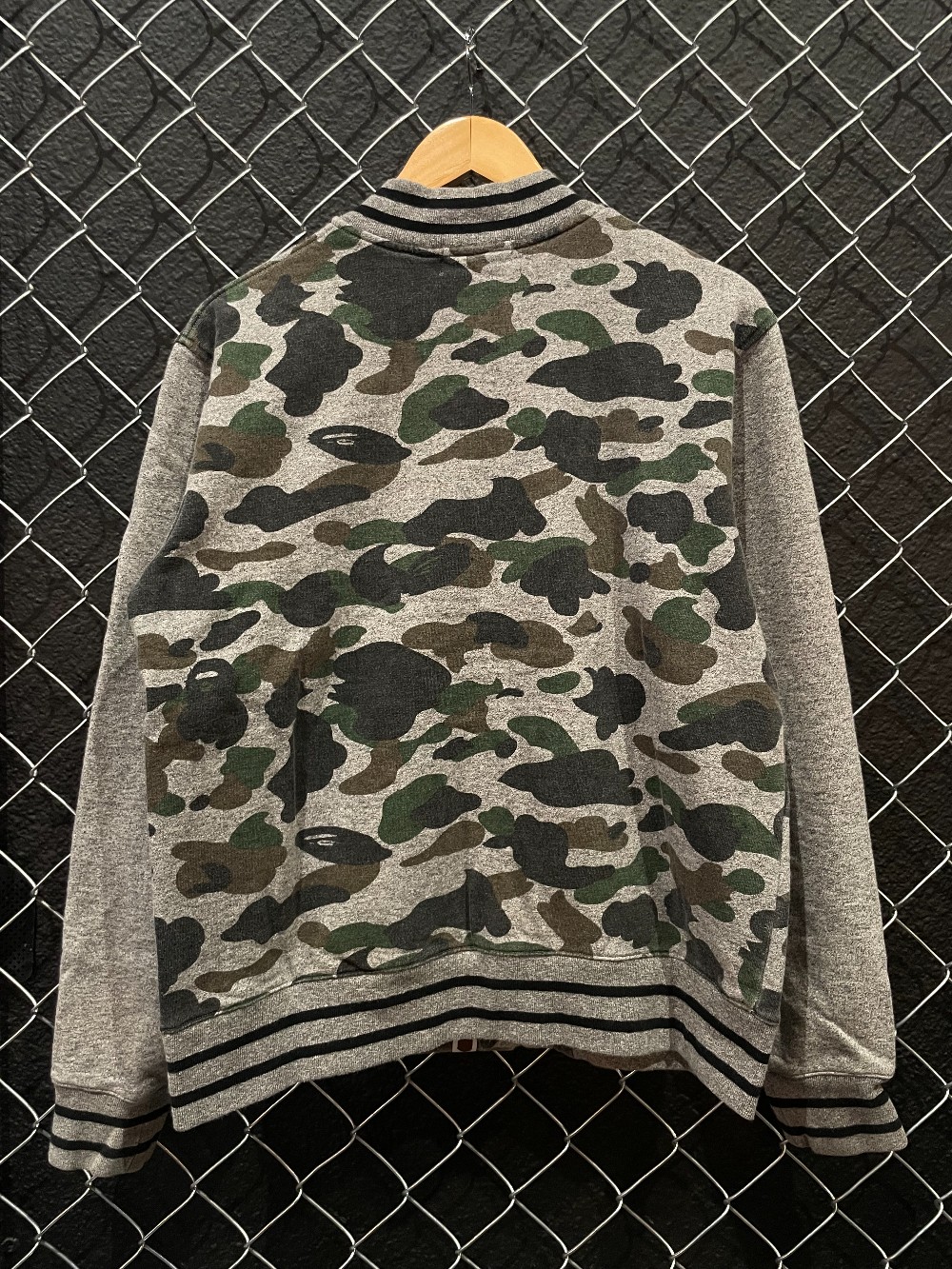 2015 Bape Heather Grey Varsity Jacket - XL
