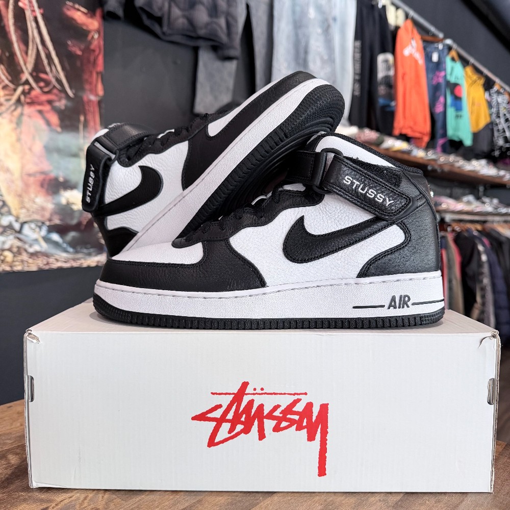 Stussy Air Force 1 Mid Black White - Size 10