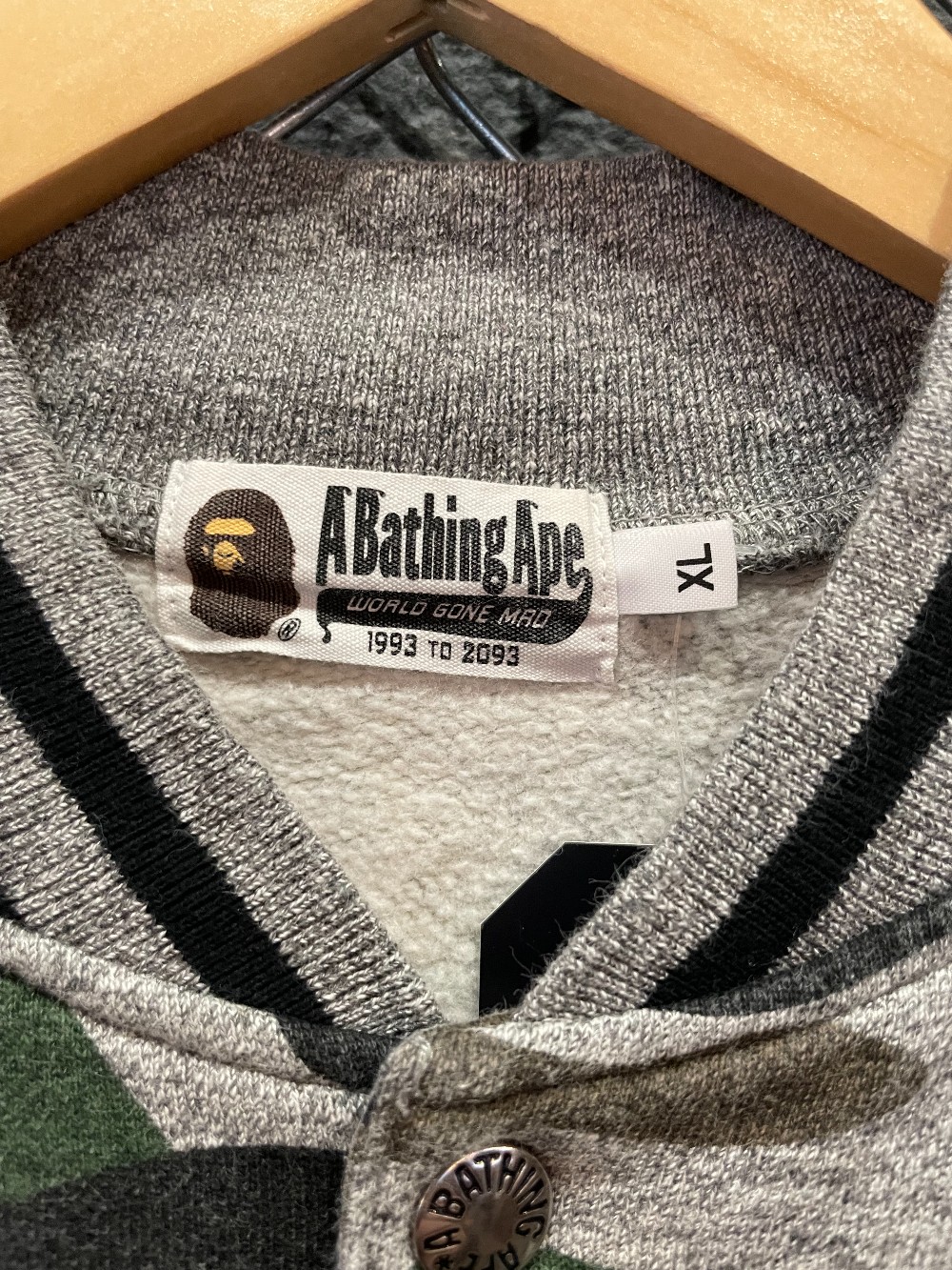 2015 Bape Heather Grey Varsity Jacket - XL