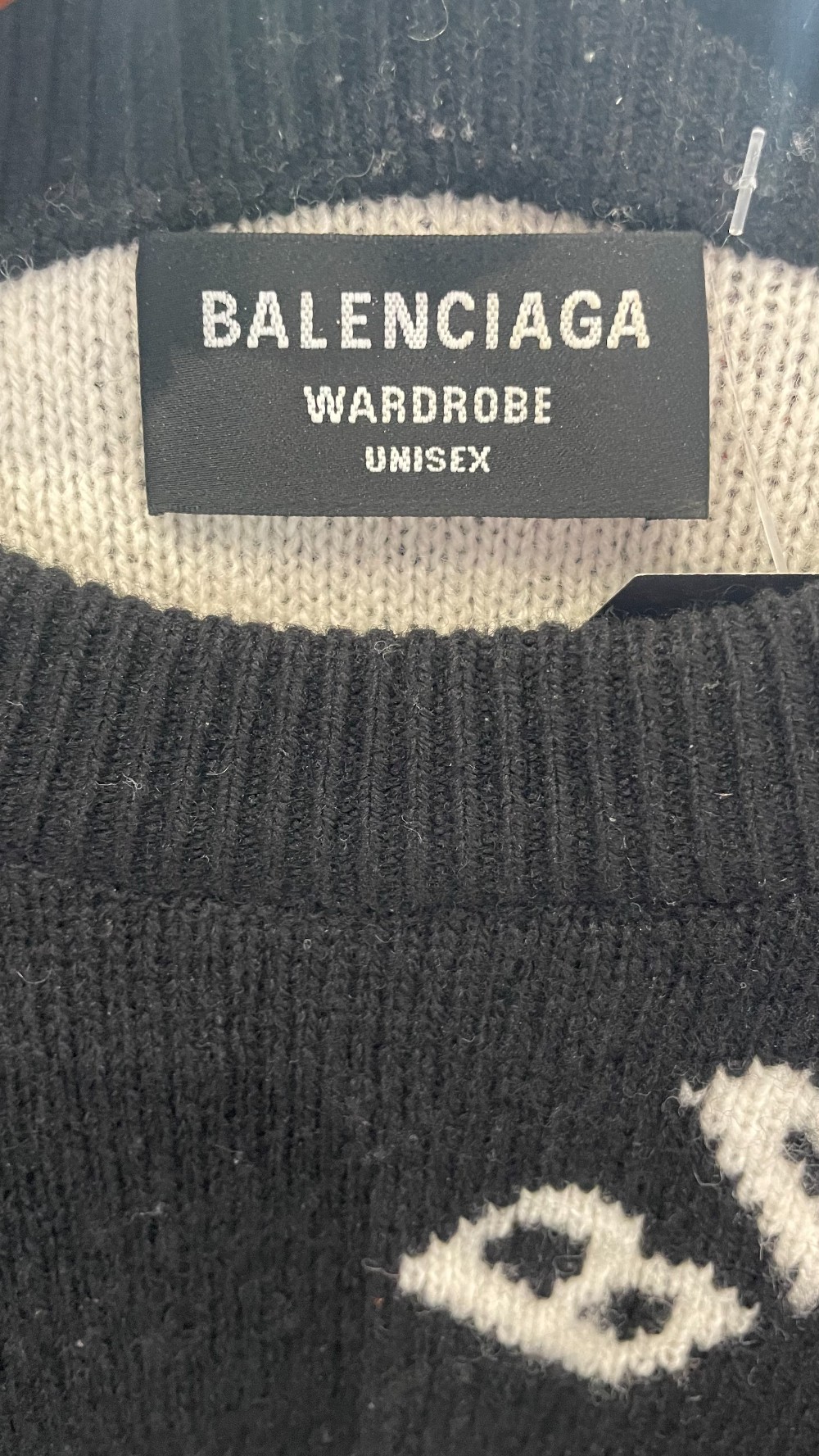Balenciaga All Over Print Black Sweater - L