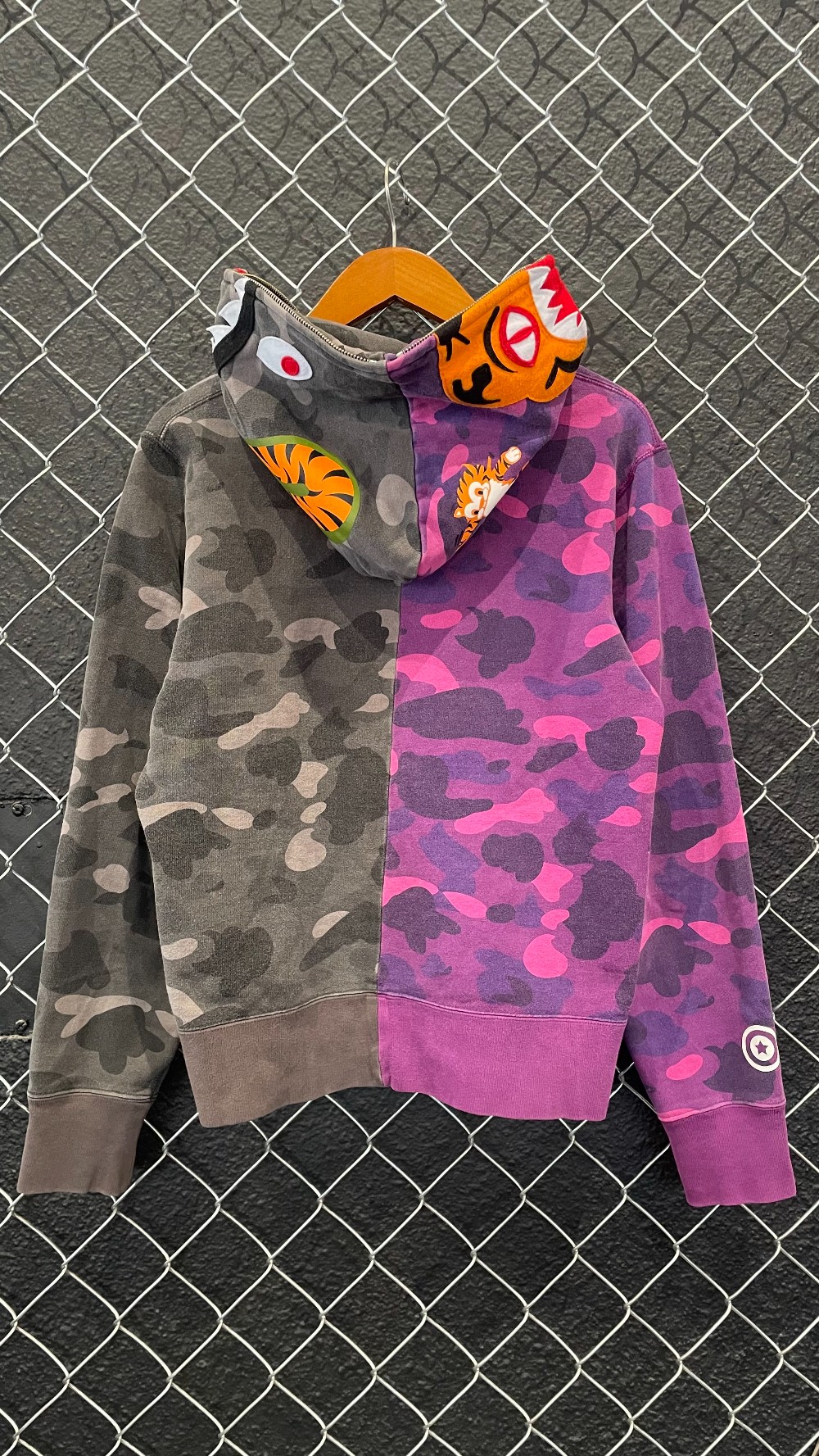 Bape Tiger Shark Color Camo Half Fullzip Hoodie - M