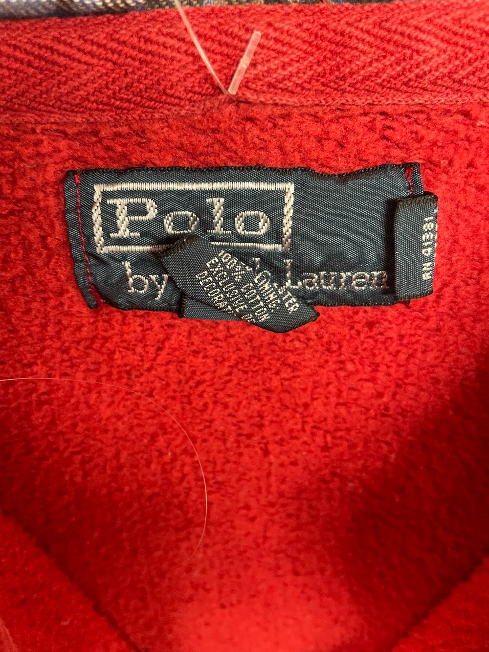 90s Polo Full ZIp Red Hoodie - M