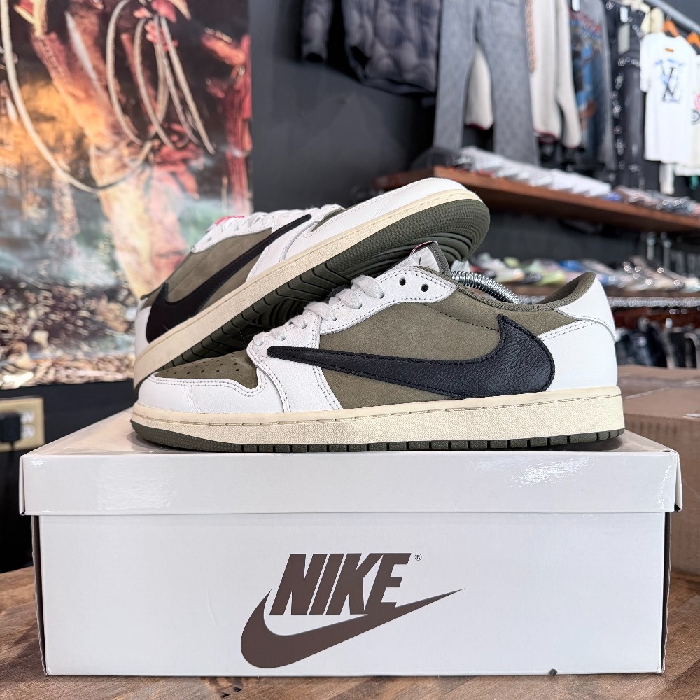 Travis Scott Jordan 1 Low Reverse Olive - Size 10