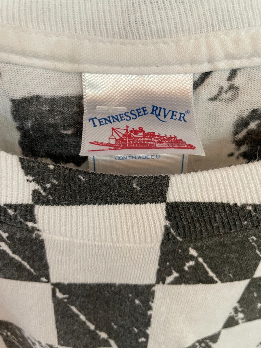 Y2K Checkered Skull AOP Tee - XL