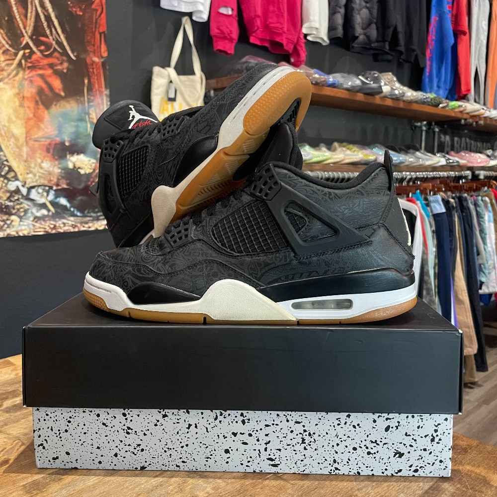 Jordan 4 Retro Black Gum Laser - Size 10.5