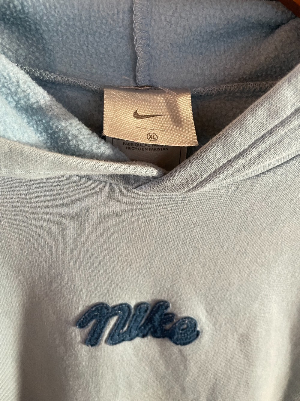 Y2K Nike Light Blue Applique Hoodie - XL