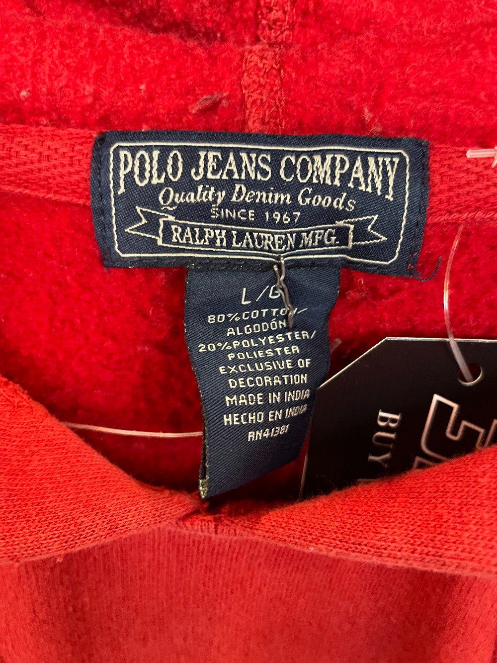 Y2K Polo Jeans PRL Jeans Hoodie - L