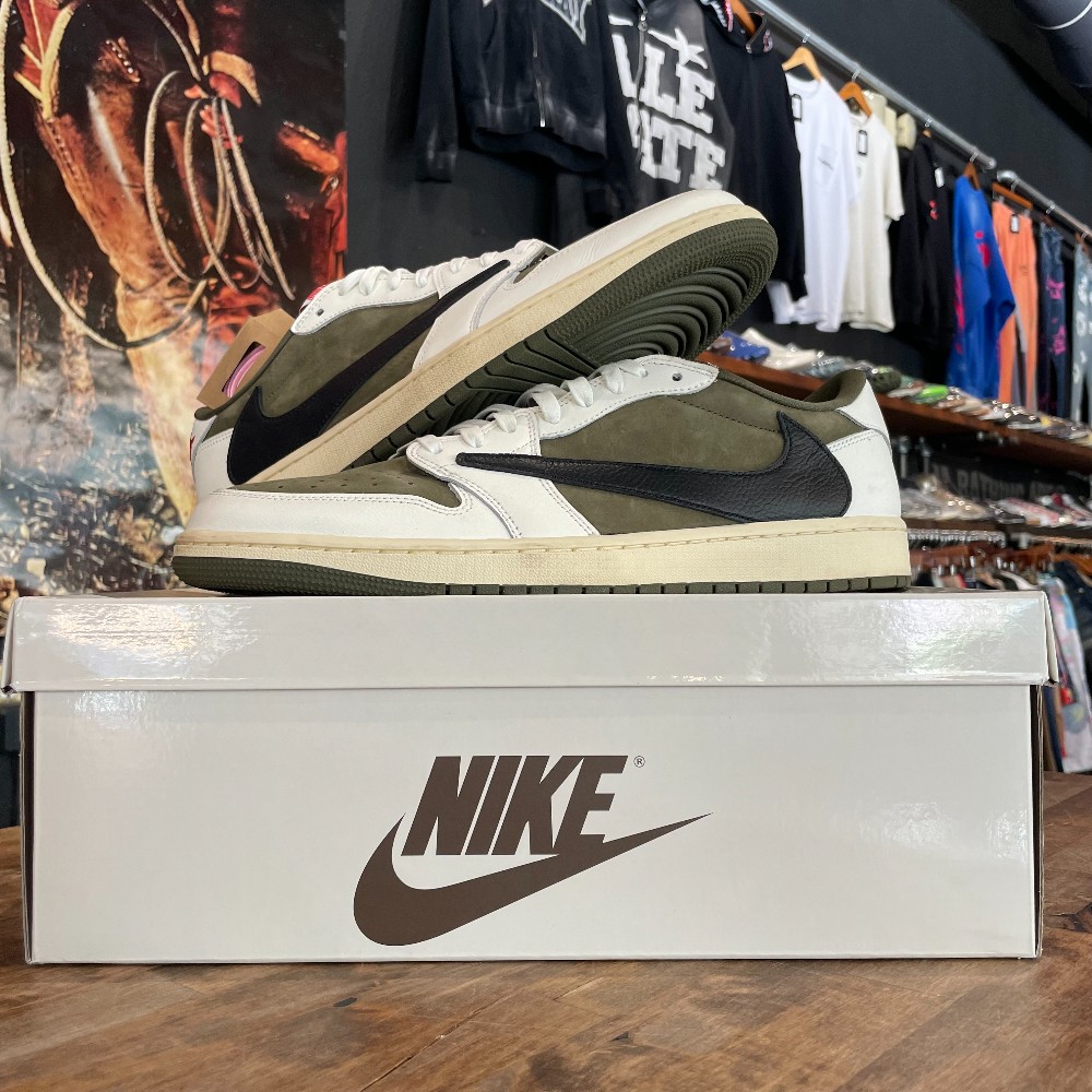Travis Scott Jordan 1 Low Reverse Olive - Size 13