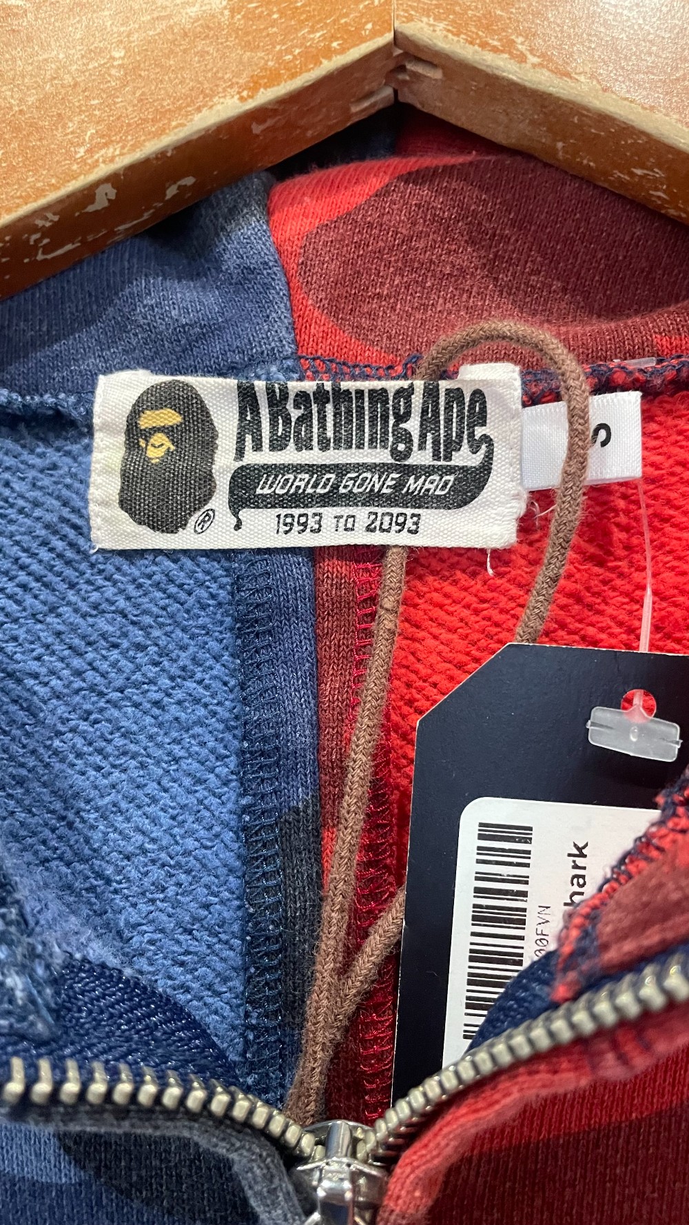 Bape Color Camo Tiger Shark Half Fullzip Hoodie - S