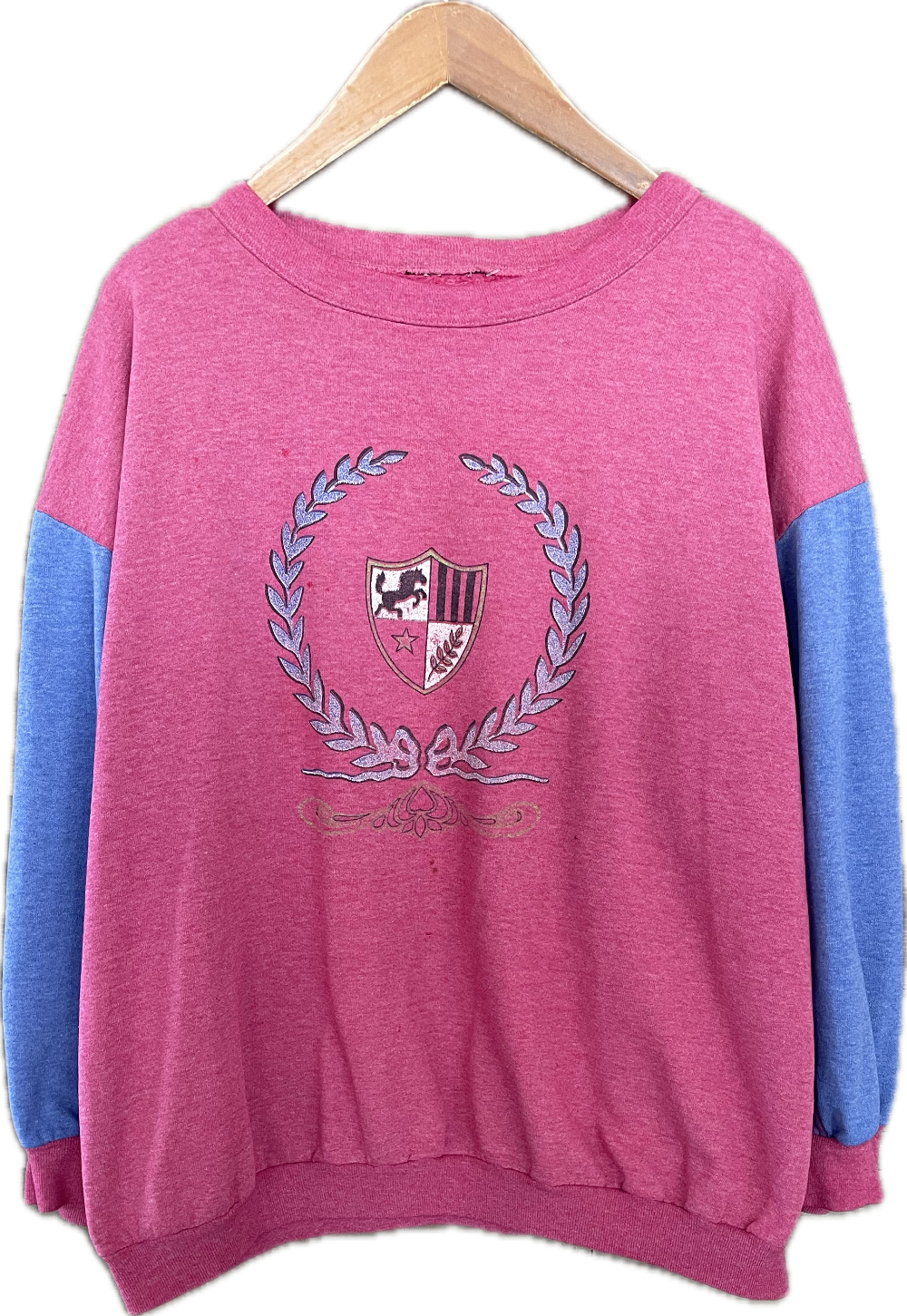 90s Red Crest Crewneck - L