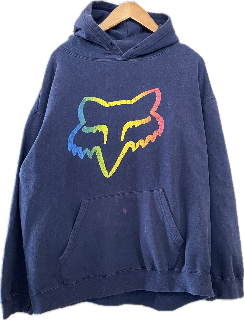 Y2K Fox Rainbow Logo Hoodie - XL