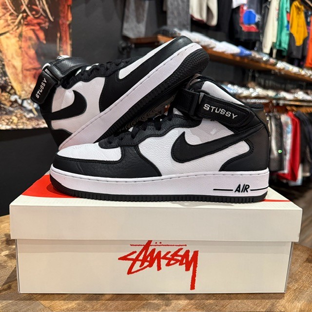 Air Force 1 Mid Stussy Light Bone Black - Size 9