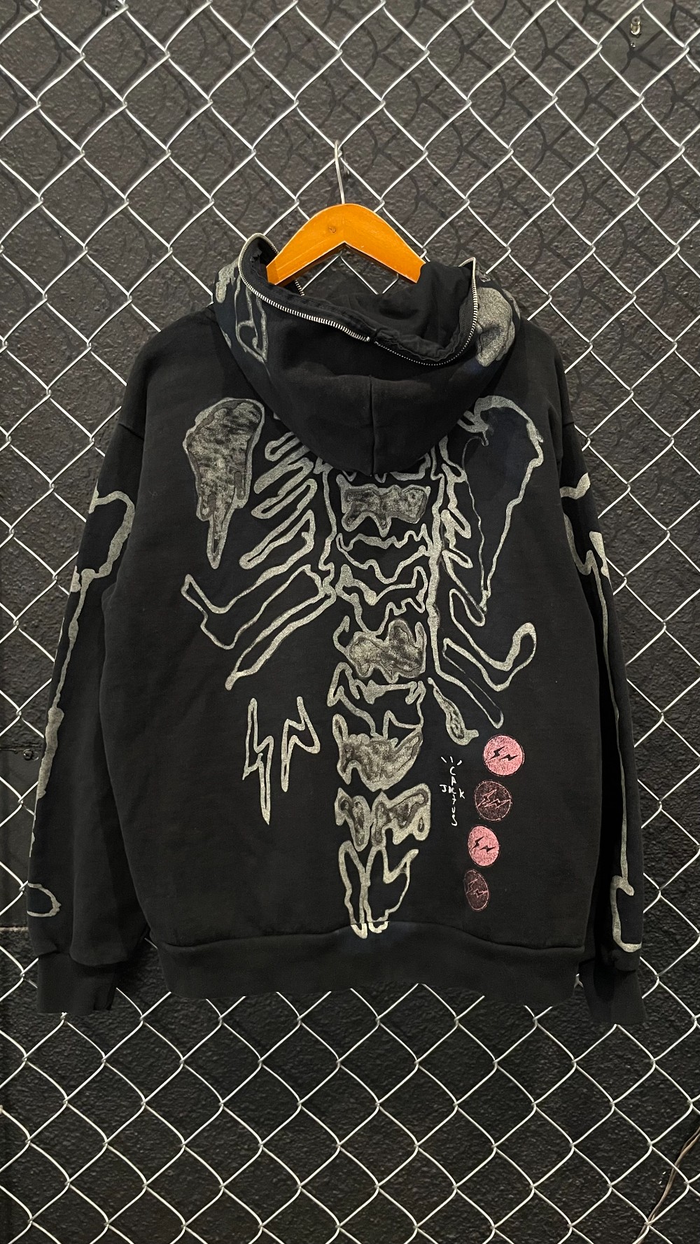 Travis Scott x Fragment Skeleton Graffiti Full Zip Hoodie - M