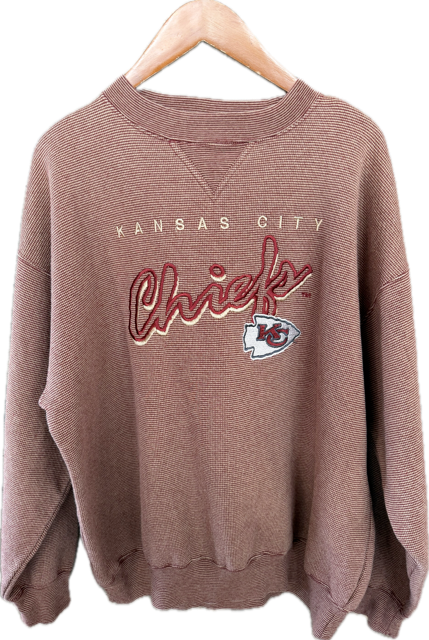 90s KC Chiefs Grid Crewneck - L