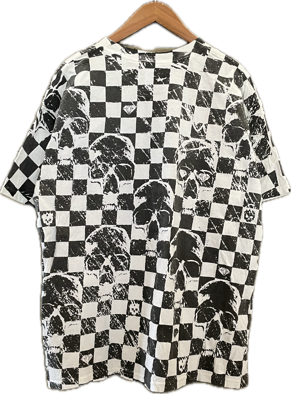 Y2K Checkered Skull AOP Tee - XL