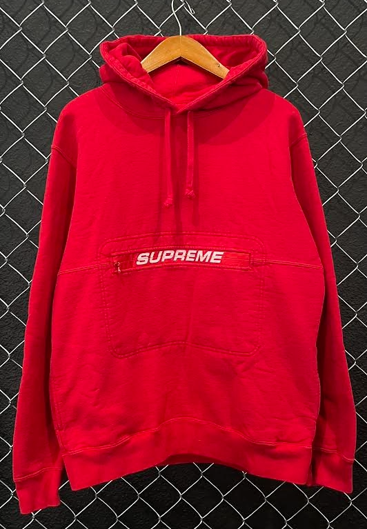 Supreme SS19 Zip Pouch Hoodie Red - L