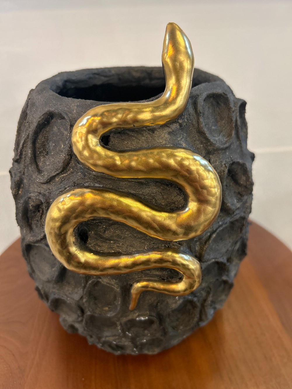 Textured Gold Snake Vase by Lisa Adams