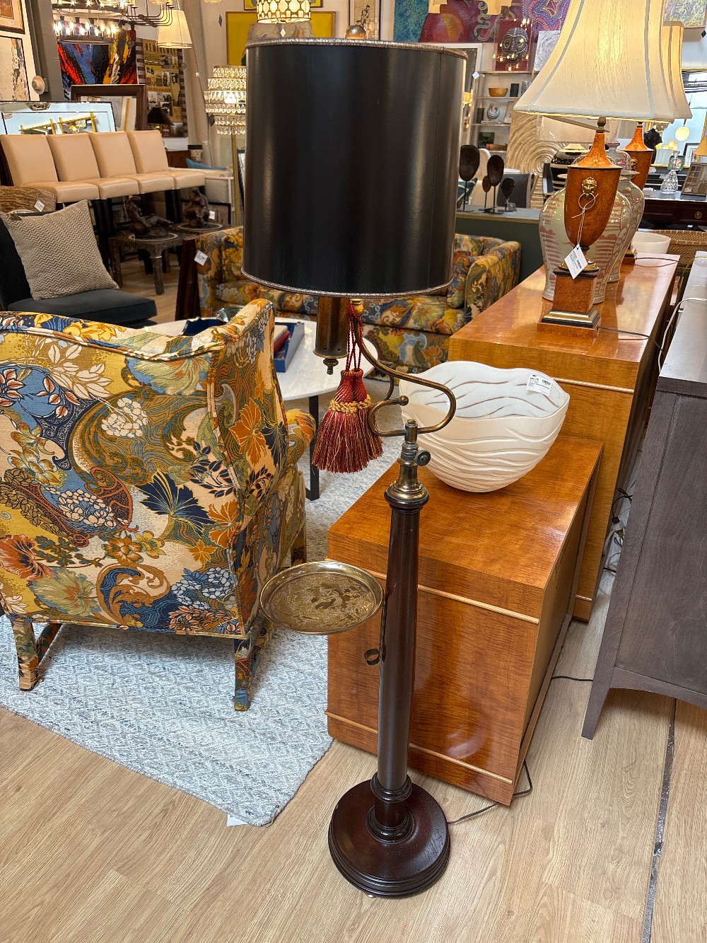 Frederick Cooper Brass Tray Adjustable Floor Lamp