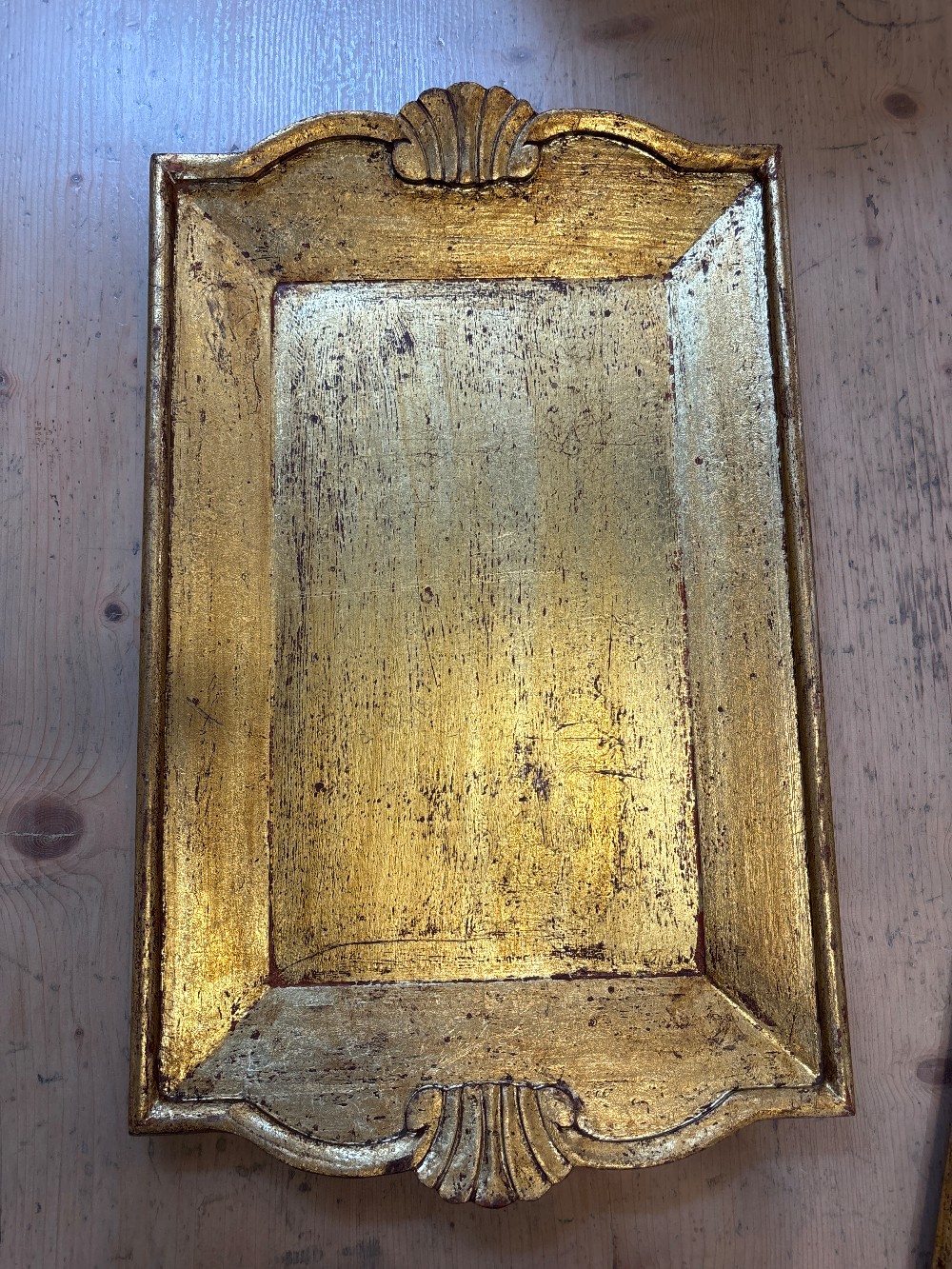 Distressed Gilded Wood Tray