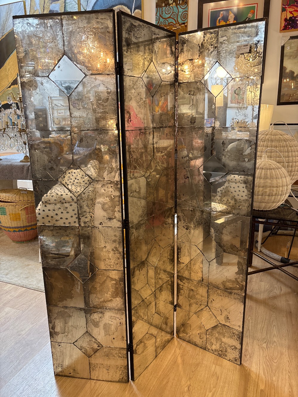 Vintage Mercury Glass Folding Screen