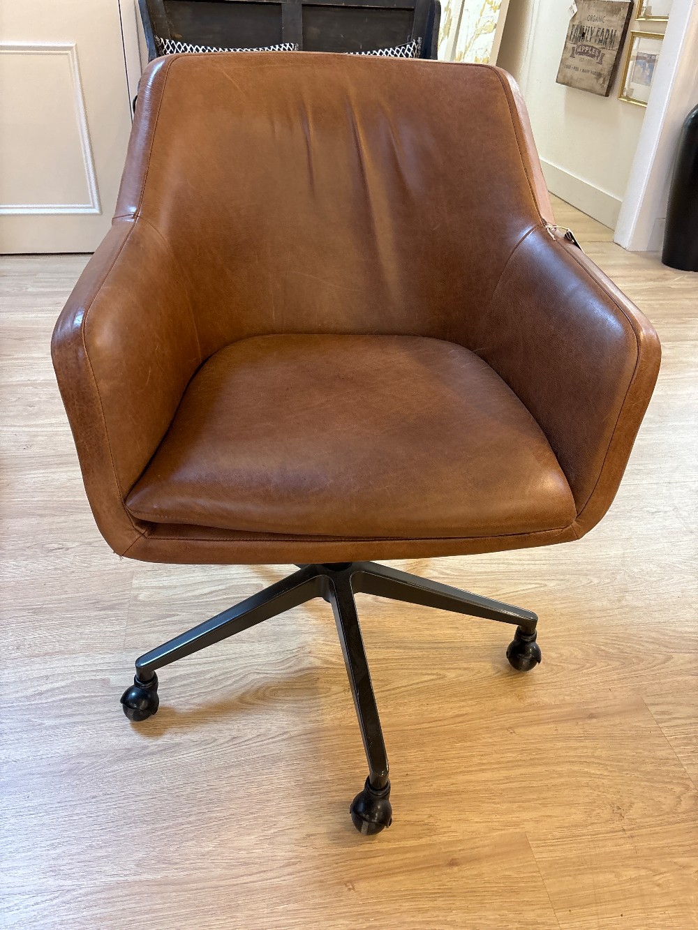 West Elm Helvetica Leather Swivel Desk Chair