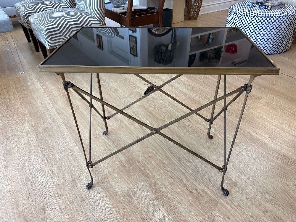 Global Views Marble Top Brass Leg Directoire Table