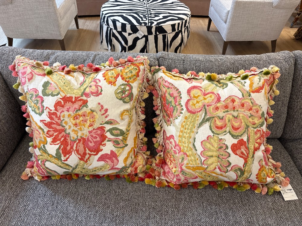 Lee Jofa Floral Tassel Pillows, Pair