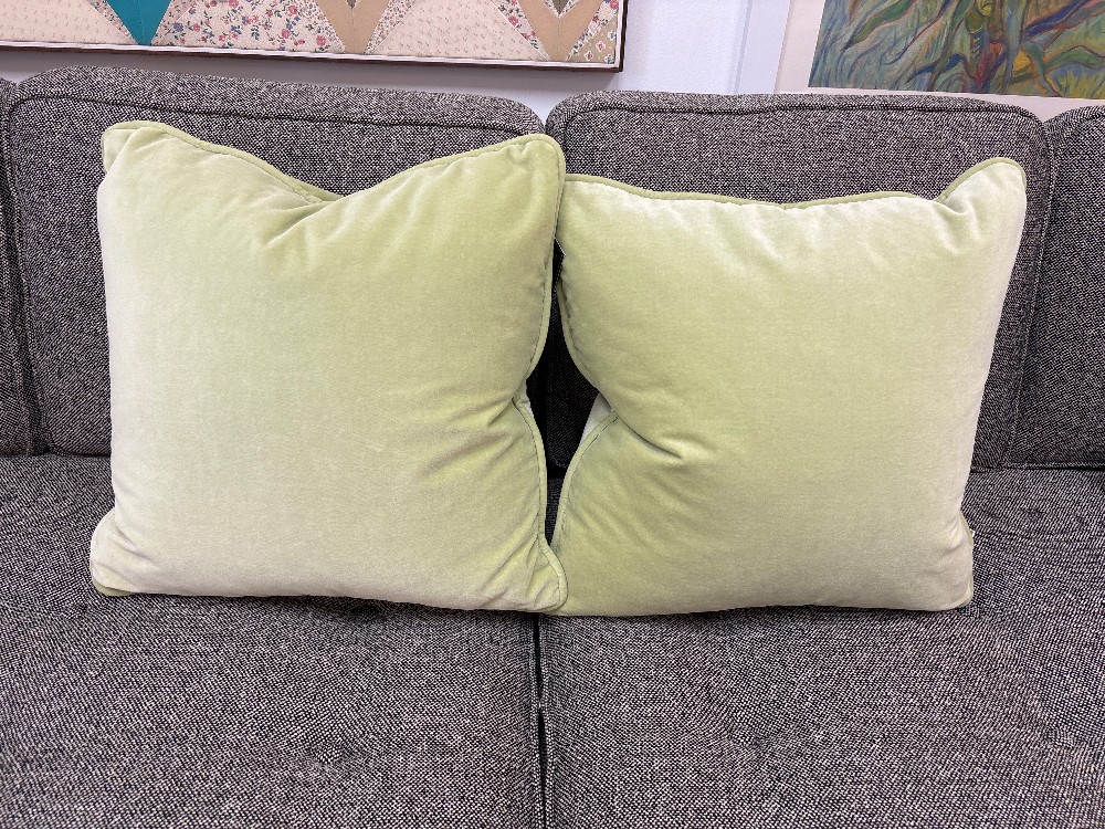 Lime Velvet Throw Pillows, Pair