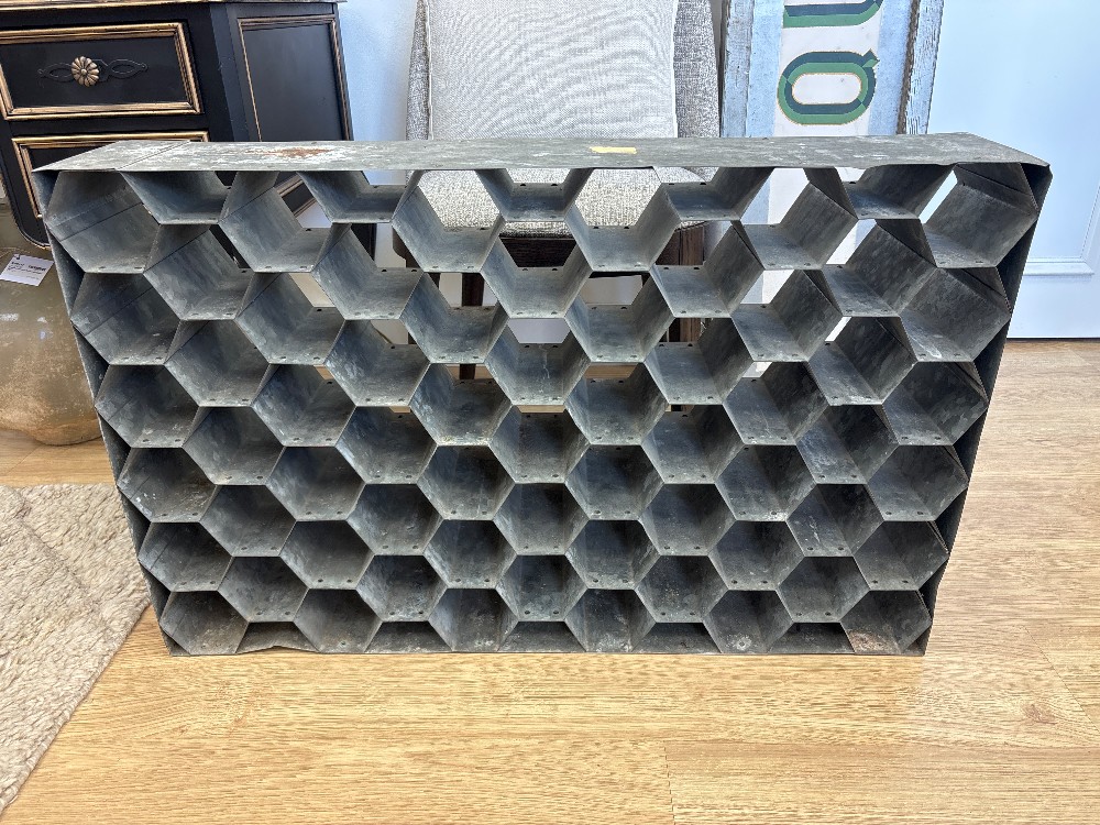Vintage Galvanized Metal Honeycomb Wine Rack