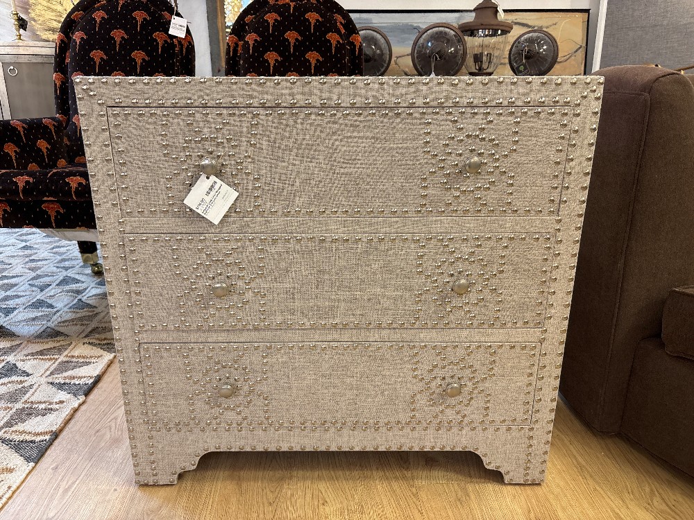 Safavieh Gordy Linen Wrapped Nailhead 3-Drawer Chest