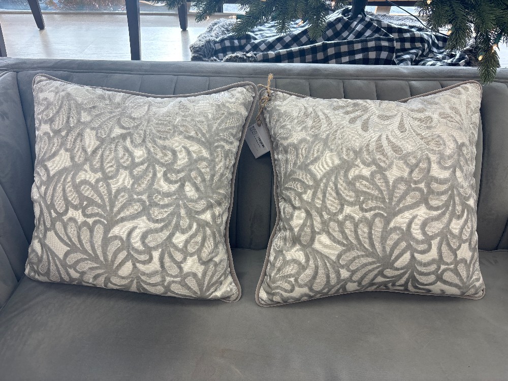 Floral Cut Velvet Pillows, Pair