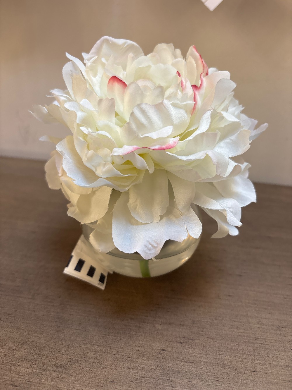 Faux Peony in Glass Jar
