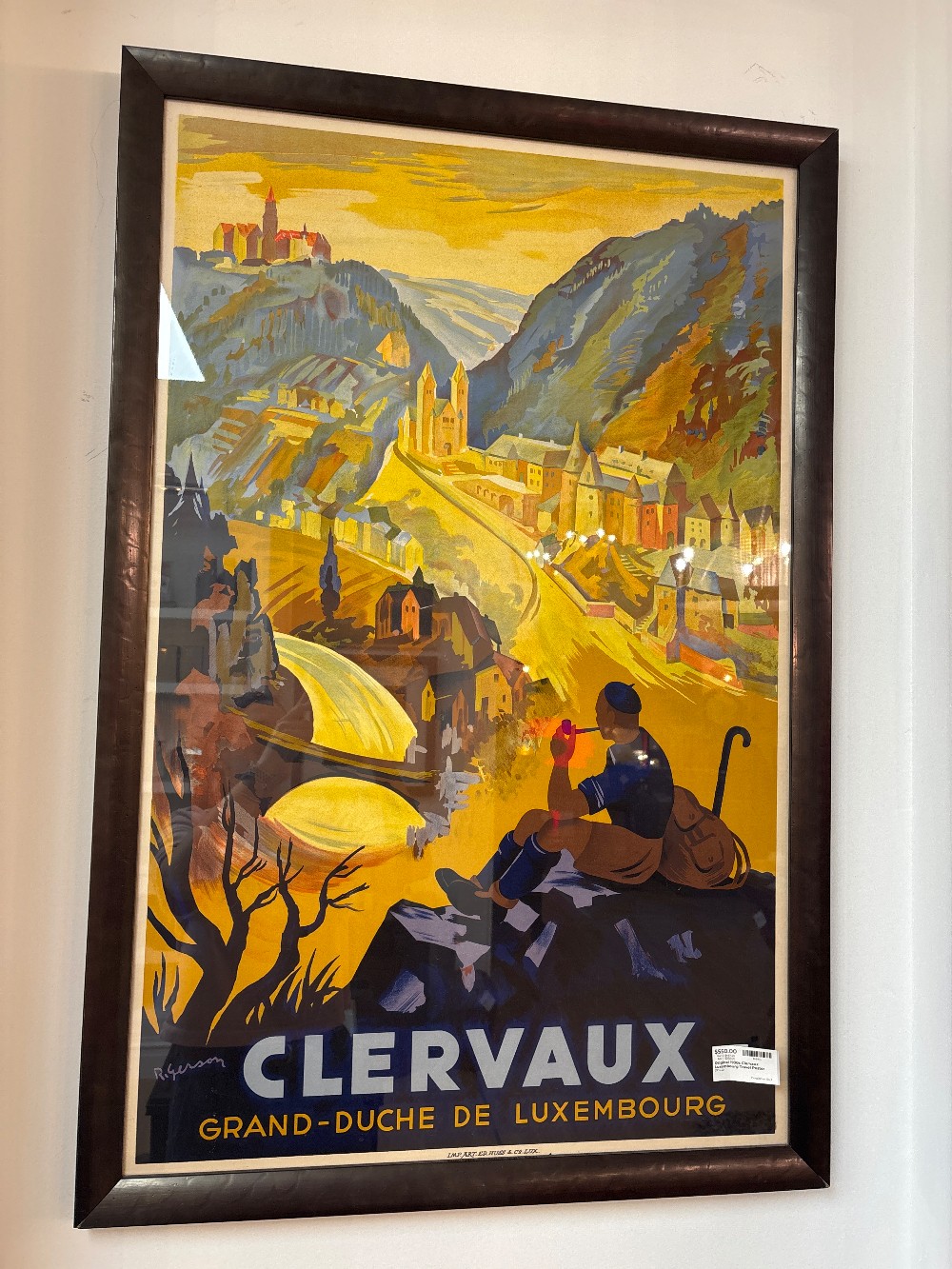 Original 1930s Clervaux Luxembourg Travel Poster