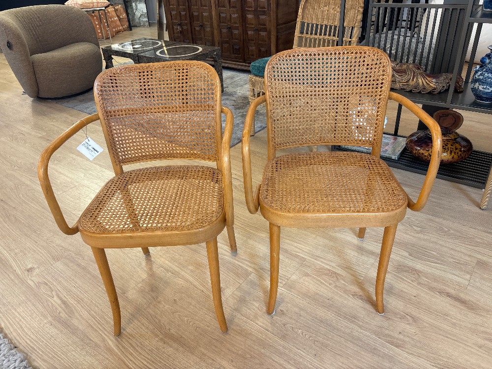 Thonet Prague 811 Arm Chairs by Josef Hoffman, Pair