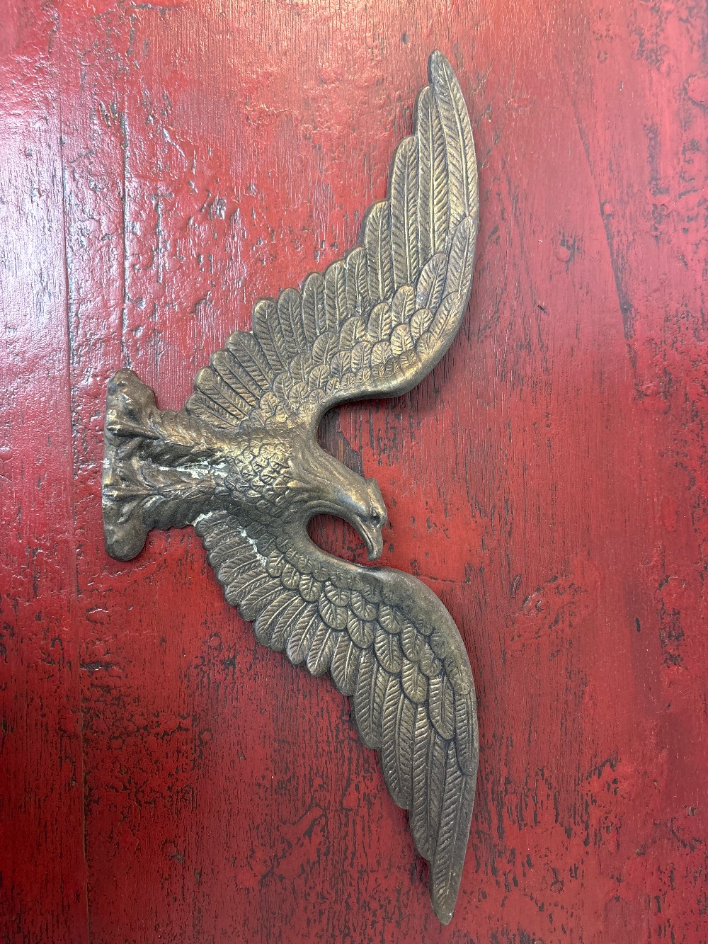 Vintage Cast Metal Bronze Eagle Wall Plaque