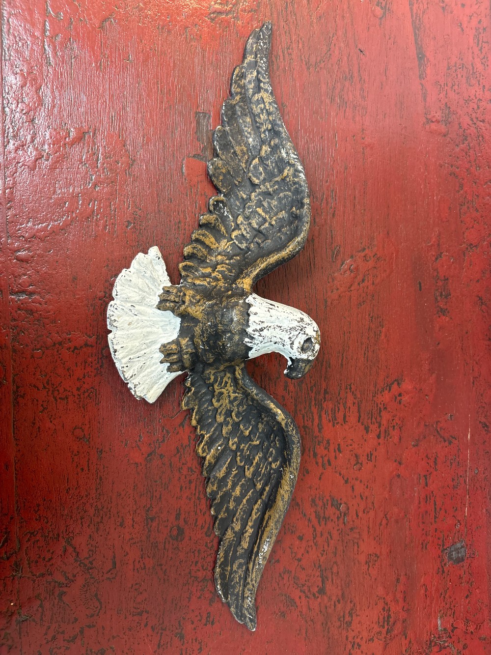 Vintage Painted Cast Metal Eagle Wall Plaque