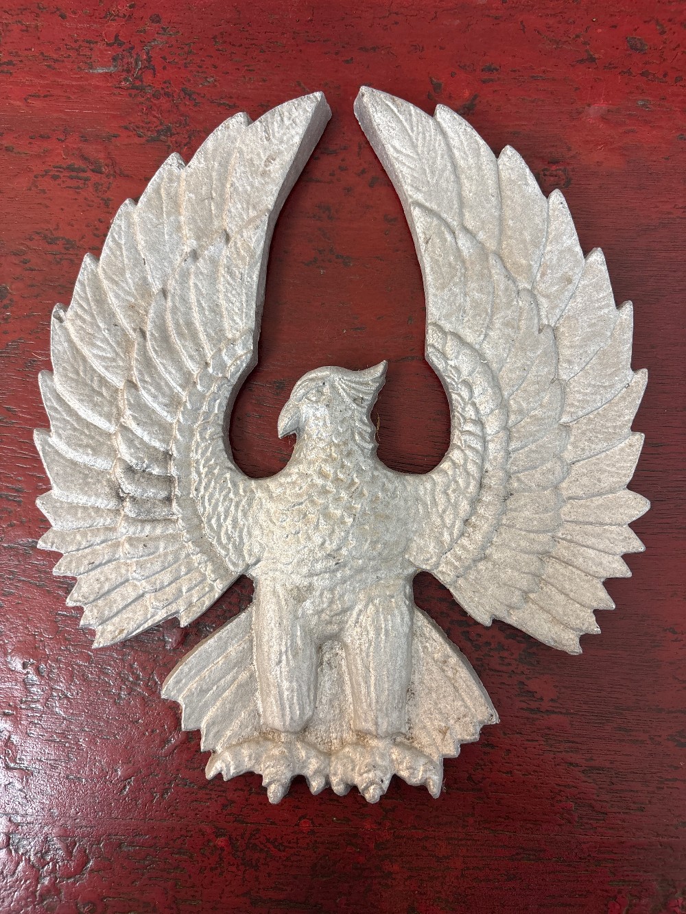 Vintage Cast Metal Silver Eagle Wall Plaque