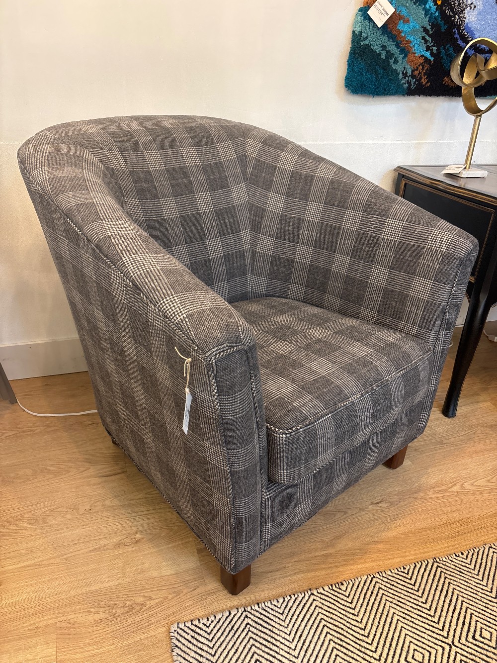 Custom Tartan Upholstered Armchair