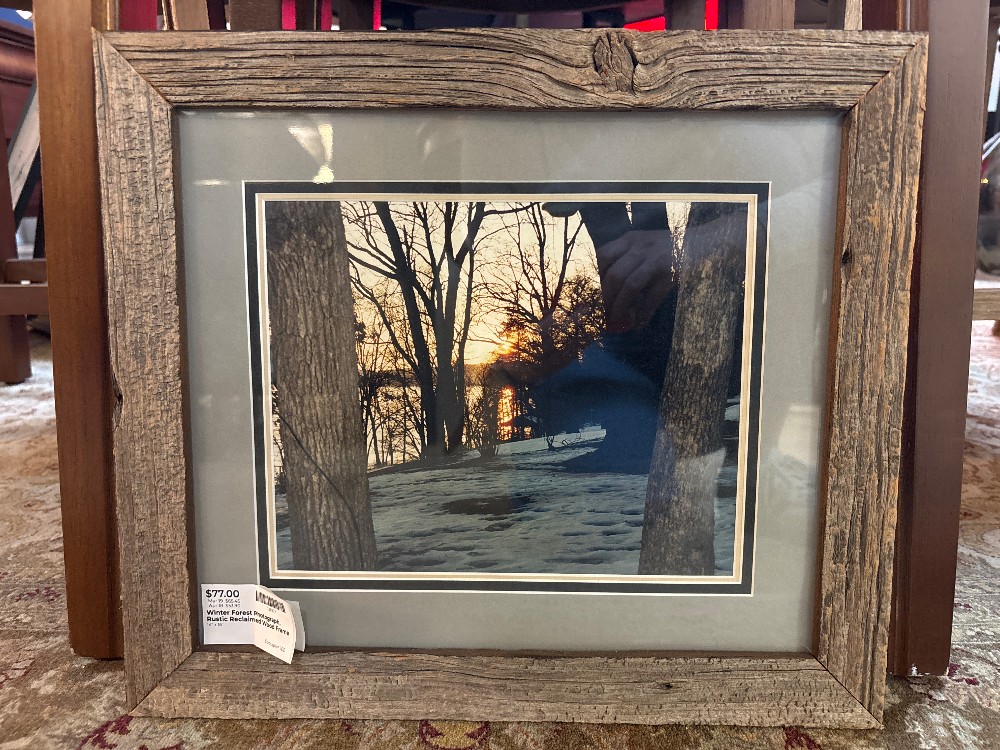 Winter Forest Photograph, Rustic Reclaimed Wood Frame