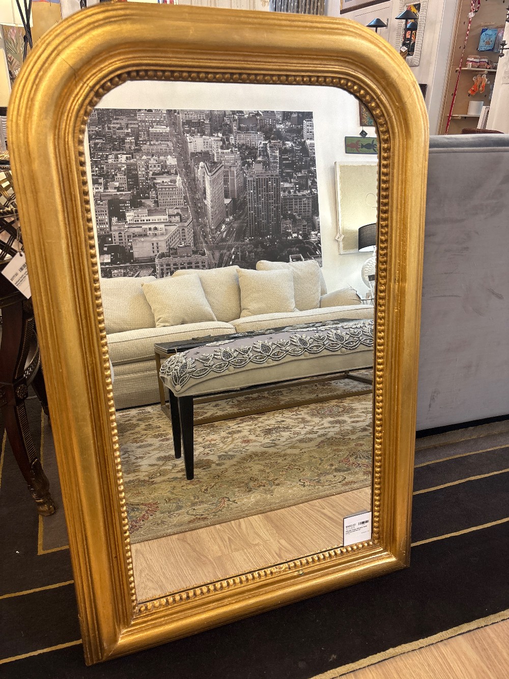 Worlds Away Waverly Gold Leaf Curved Mirror