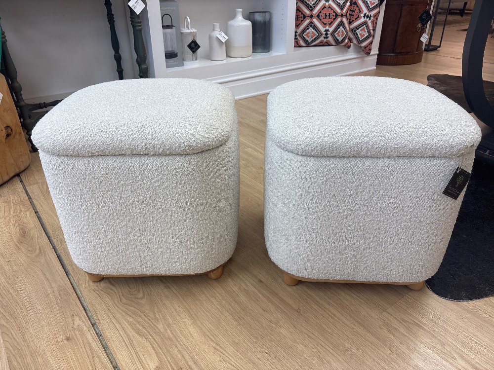 Article Maribo Bouclé Storage Ottomans, Pair