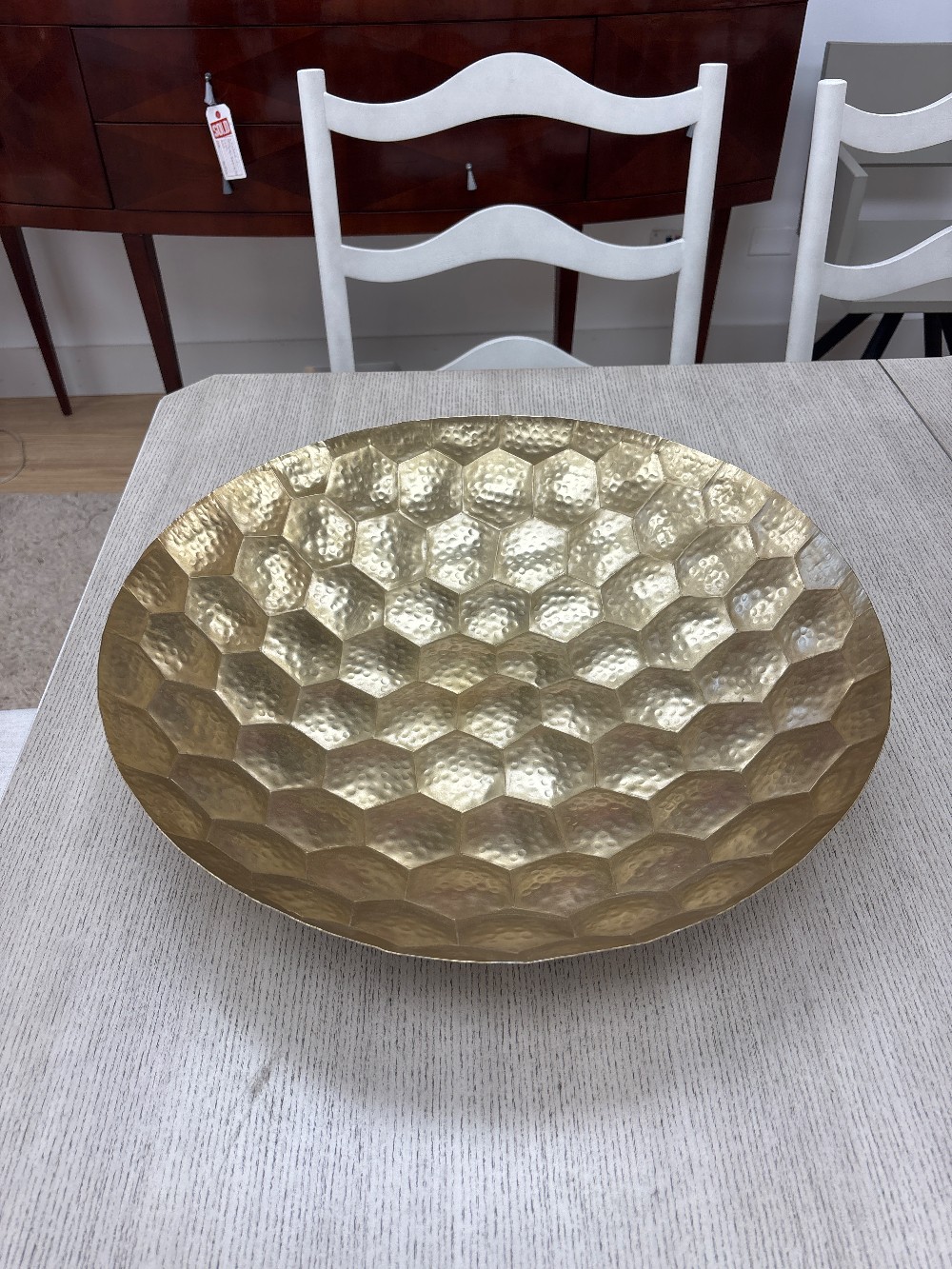 Contemporary Honeycomb Hammered Metal Bowl