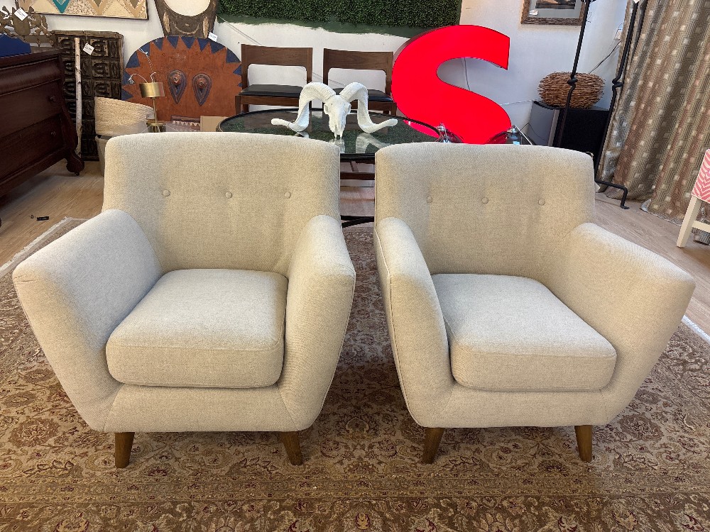 Pier 1 Imports Mid-Century Style Arm Chairs, Pair