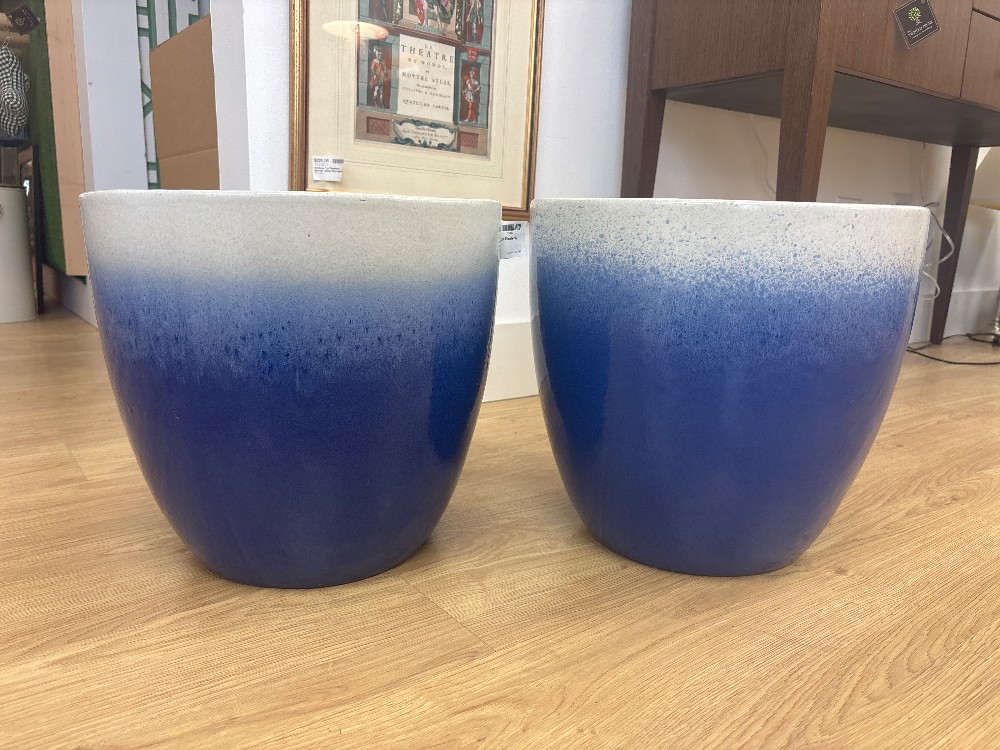 Two Tone Ceramic Planters, Pair