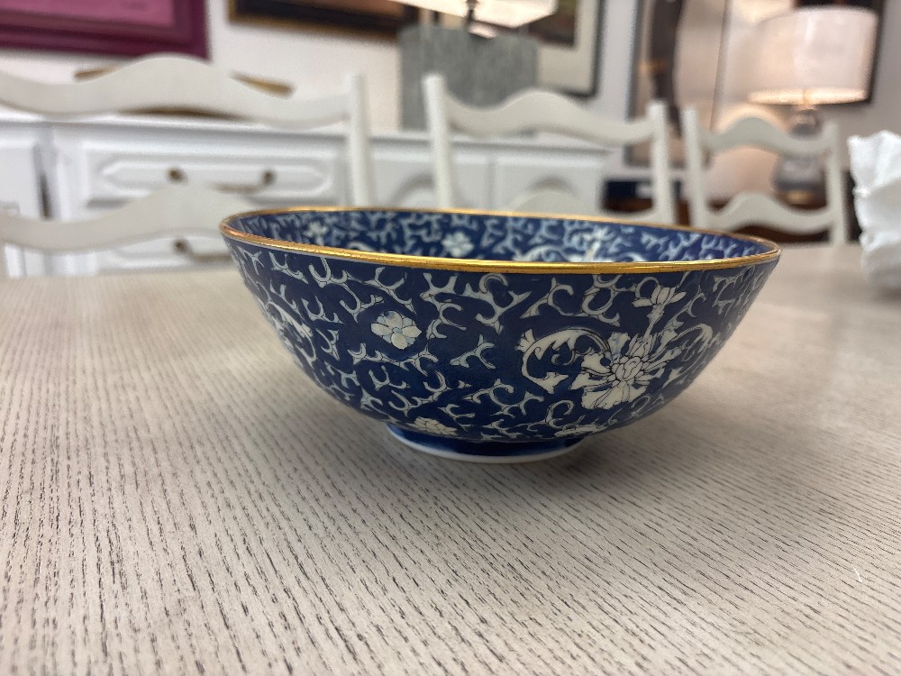 Vintage Japanese Qianlong Blue & White Porcelain Bowl