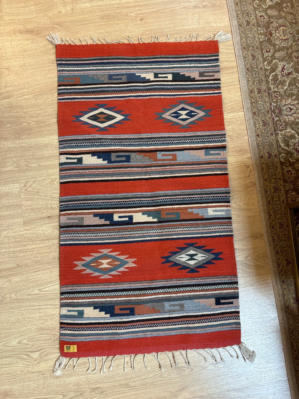 Vintage Southwestern Zapotec Mexican Wool Rug